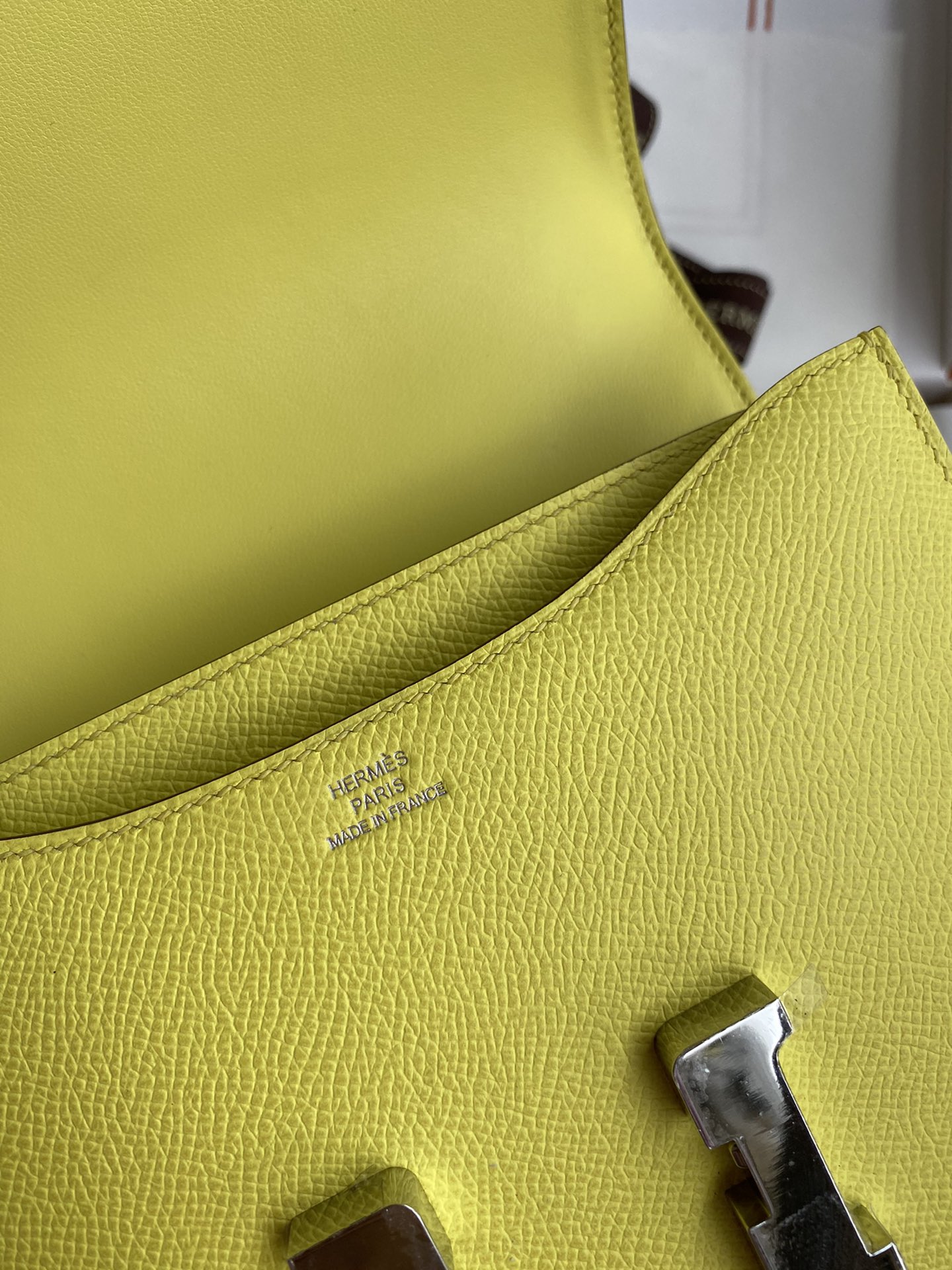 Hermes Constance 18 Mini Shoulder Bag In Jaune Poussin Epsom Leather